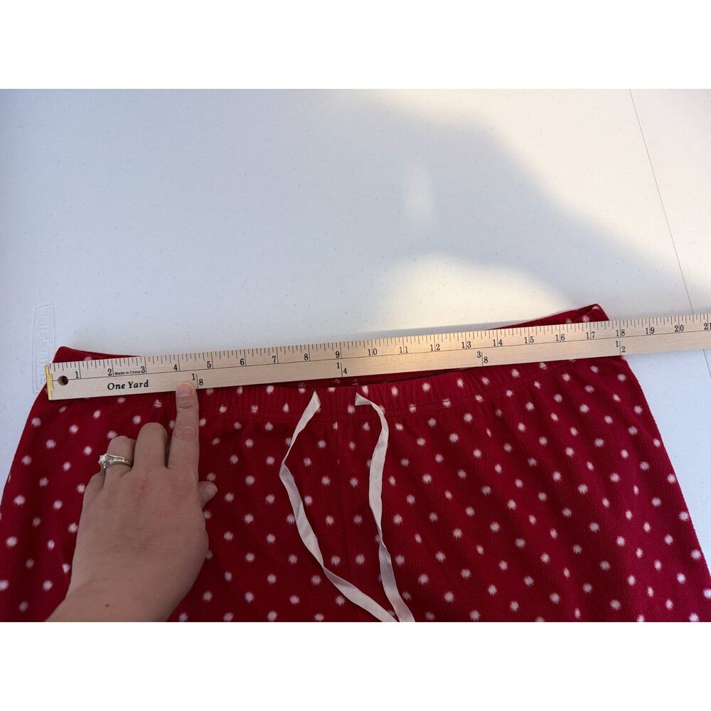 Croft & Barrow XXL Red Polka Dot Faux Fur Pajama Pants Soft Cozy Lounge‎ - Picture 4 of 7